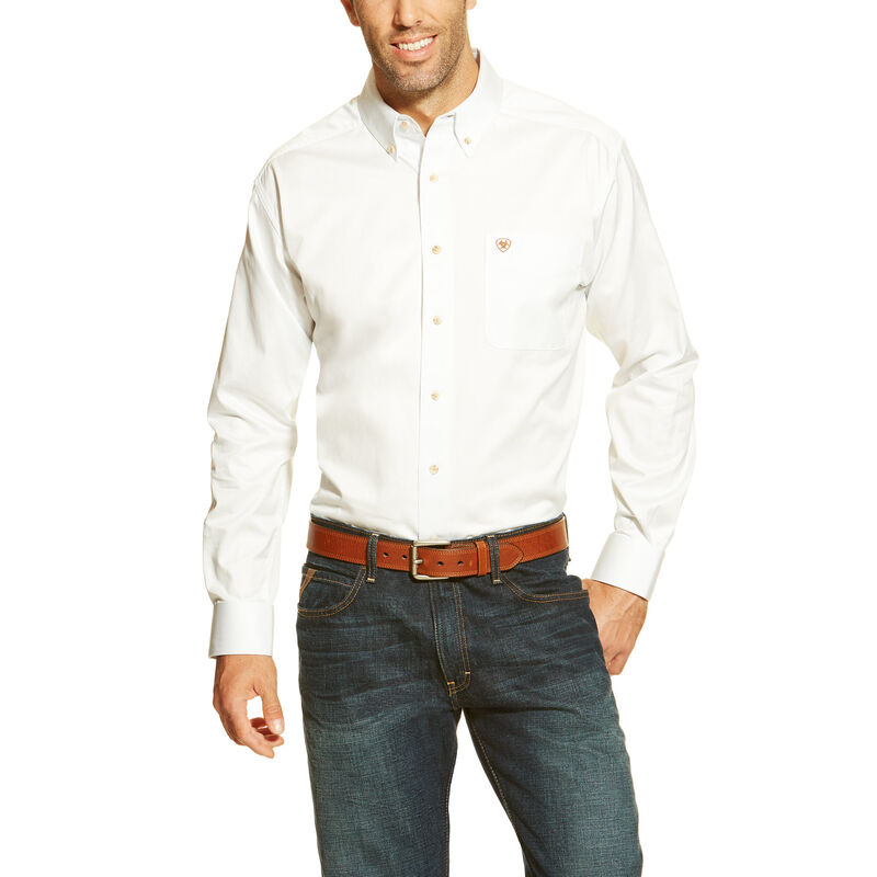 Ariat Western: Solid Twill Classic Fit Camisa Hombre - Blancas (RSPHL2796)